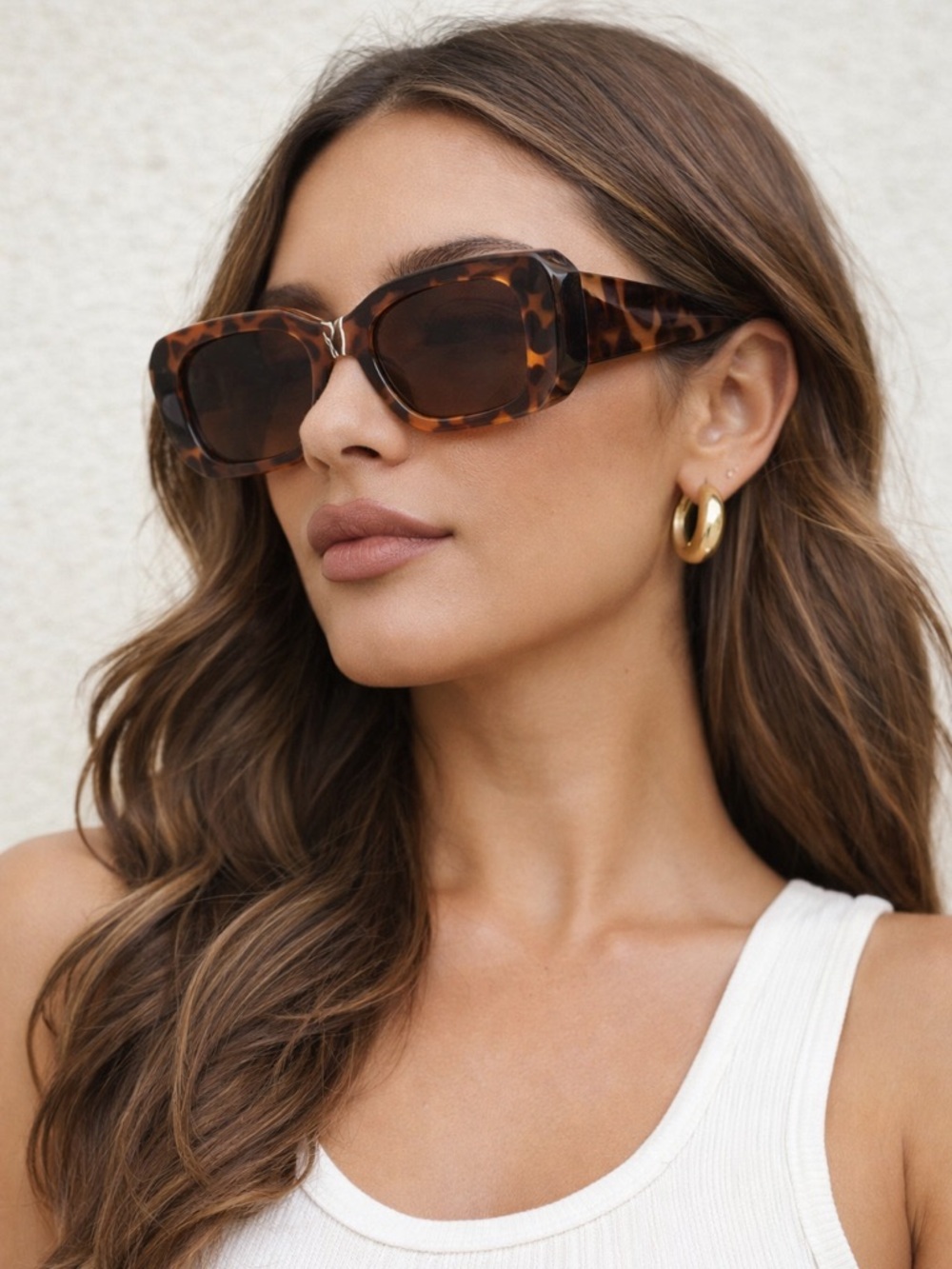Oversized Square Tortoise Sunglasses UV400 Retro Fashion Thick‎ Frame Women